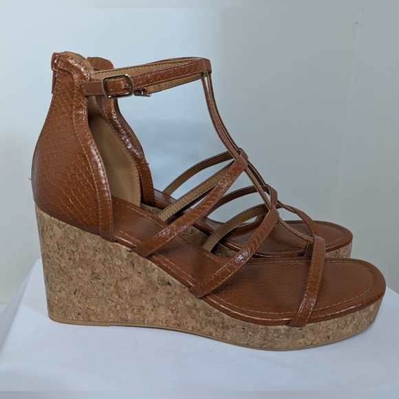 4/$30 Sale Platform Python Cork Wedge Sandals size 11 - Picture 4 of 6